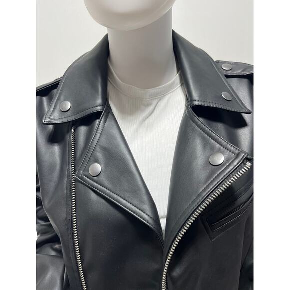 Bar III Faux Leather Moto Jacket Black Petite Small PS NWT - Picture 5 of 16